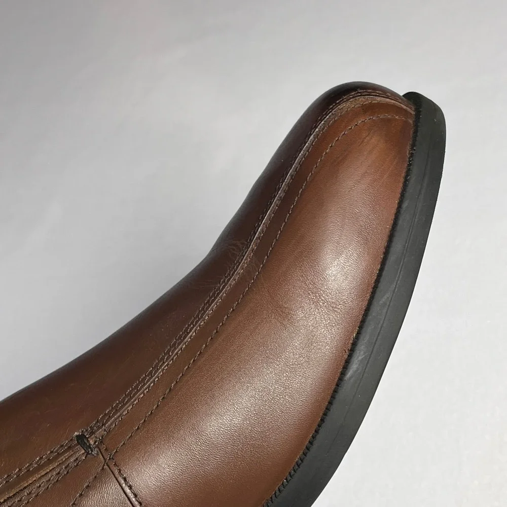 Thom McAn Mens Lanzo Brown Leather Slip On Loafers Dress Shoes 20329 Size 13